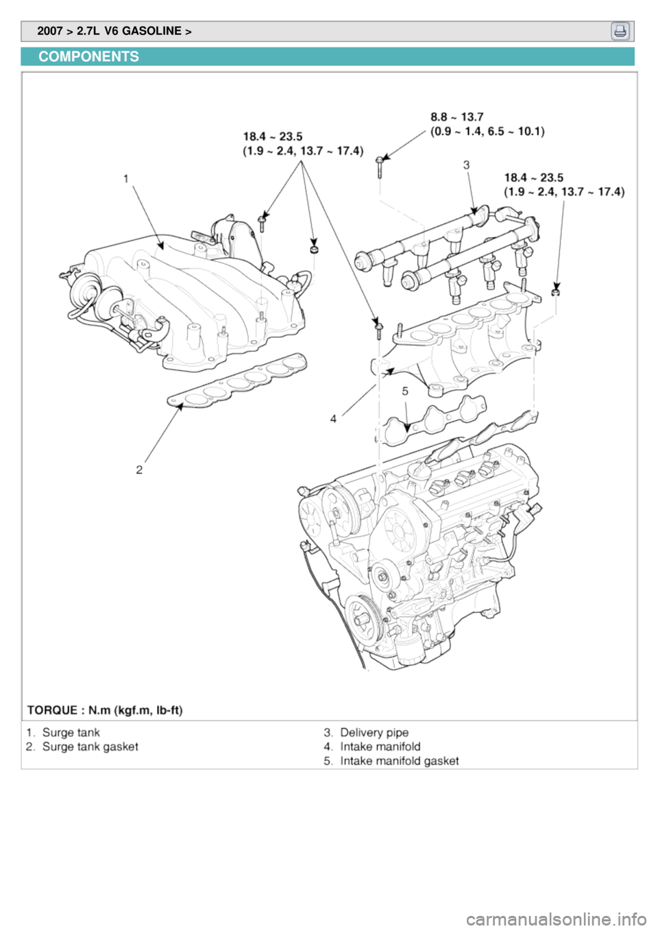 KIA CARNIVAL 2007  Workshop Manual  2007 > 2.7L  V6 GASOLINE > 
COMPONENTS 