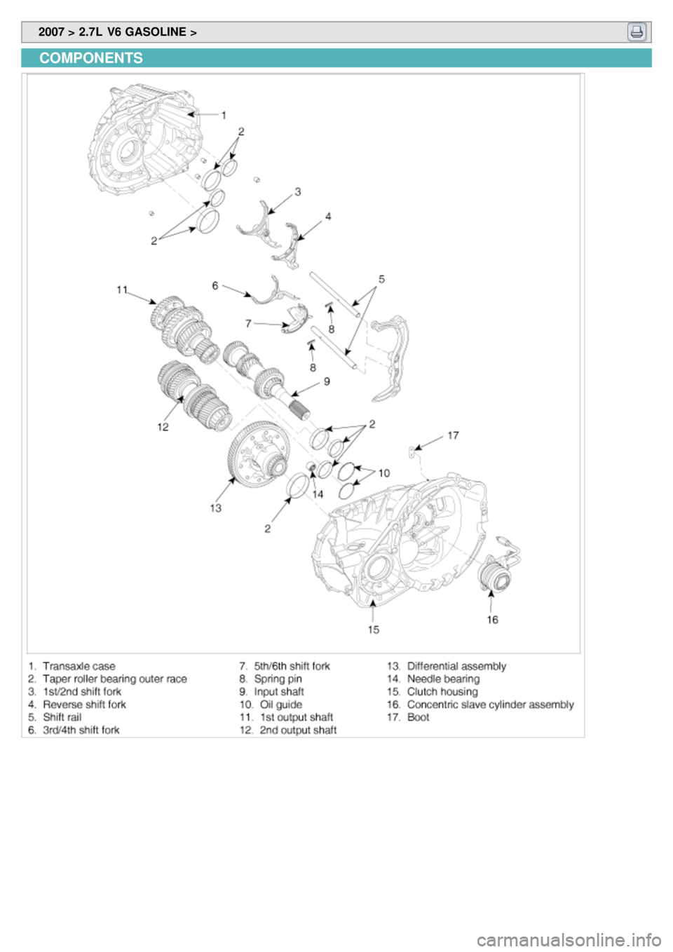 KIA CARNIVAL 2007  Workshop Manual  2007 > 2.7L  V6 GASOLINE > 
COMPONENTS 