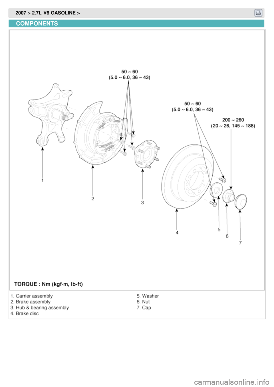 KIA CARNIVAL 2007  Workshop Manual  2007 > 2.7L  V6 GASOLINE > 
COMPONENTS 