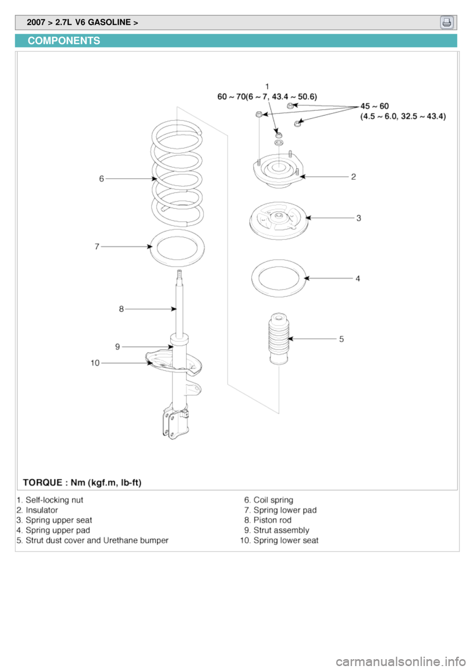 KIA CARNIVAL 2007  Workshop Manual  2007 > 2.7L  V6 GASOLINE > 
COMPONENTS 