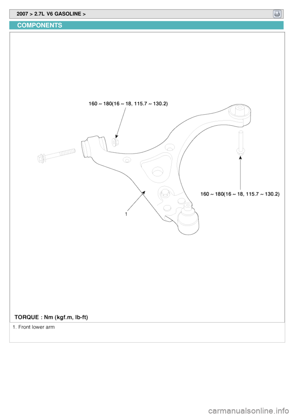 KIA CARNIVAL 2007  Workshop Manual  2007 > 2.7L  V6 GASOLINE > 
COMPONENTS 