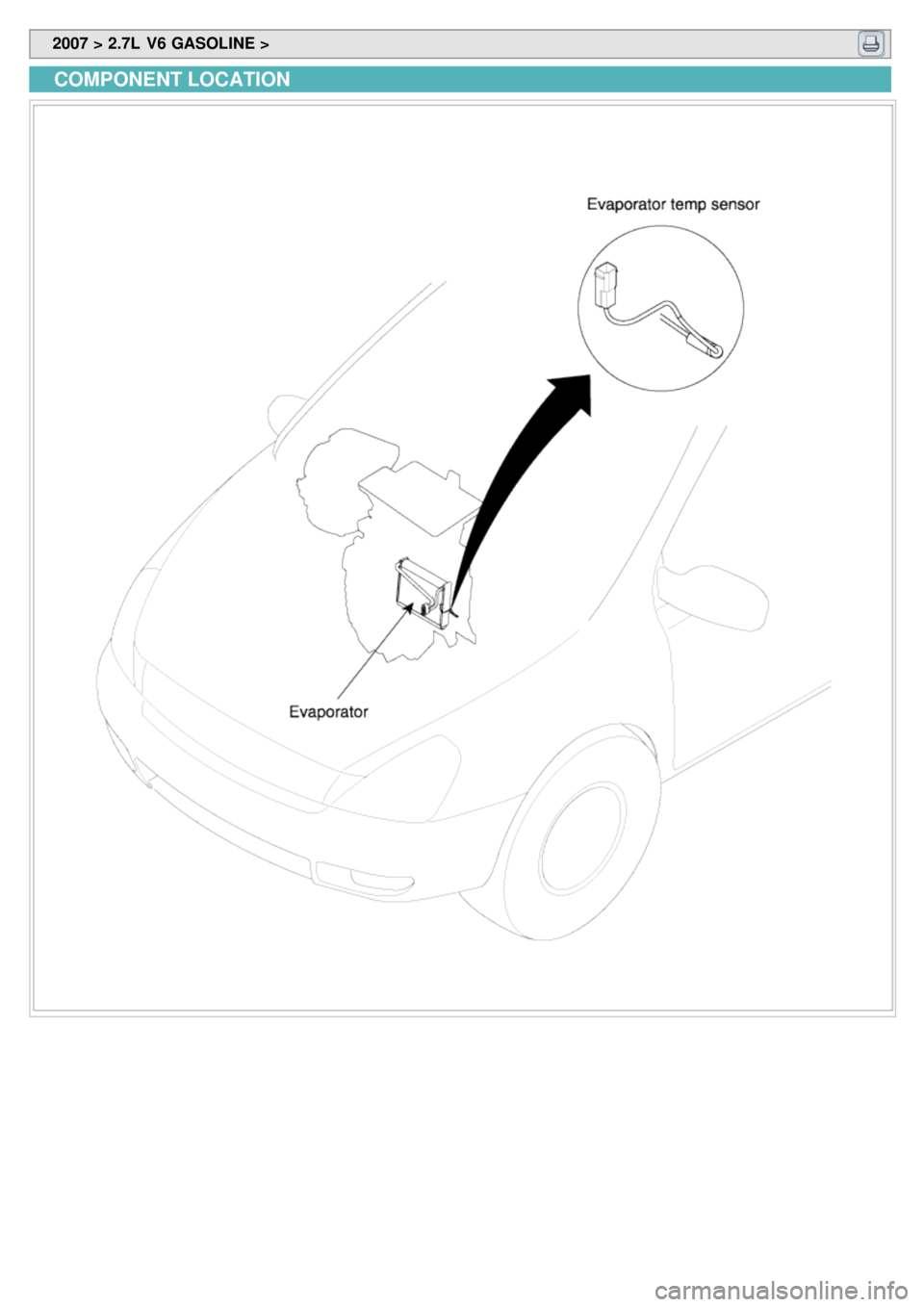 KIA CARNIVAL 2007  Workshop Manual  2007 > 2.7L  V6 GASOLINE > 
COMPONENT LOCATION 