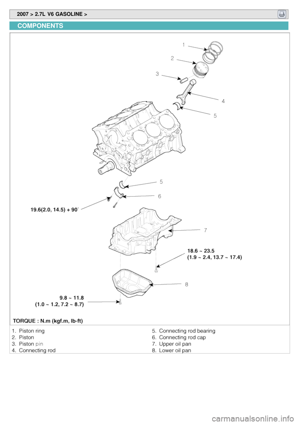 KIA CARNIVAL 2007 Manual PDF  2007 > 2.7L  V6 GASOLINE > 
COMPONENTS 