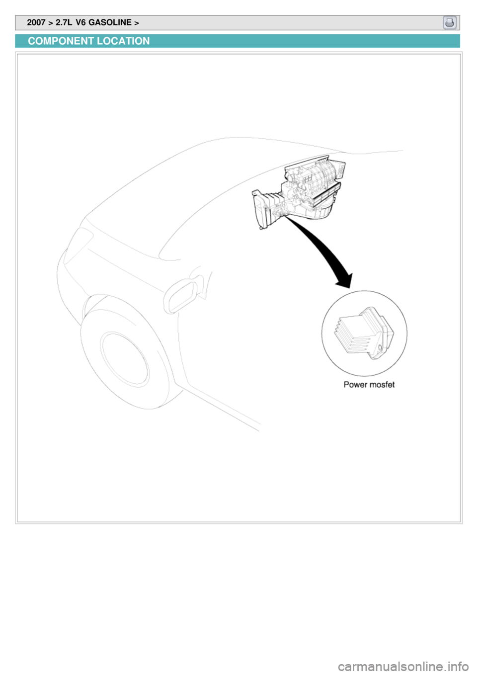 KIA CARNIVAL 2007 Workshop Manual 2007 > 2.7L V6 GASOLINE >
COMPONENT LOCATION KIA CARNIVAL 2007 Workshop Manual 2007 > 2.7L V6 GASOLINE >
COMPONENT LOCATION