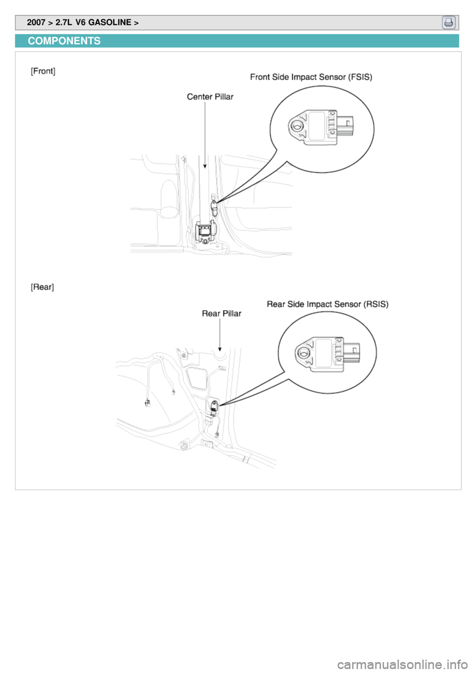 KIA CARNIVAL 2007  Workshop Manual  2007 > 2.7L  V6 GASOLINE > 
COMPONENTS 