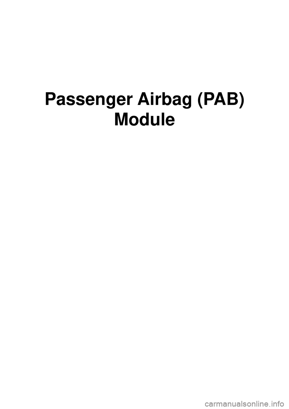KIA CARNIVAL 2007  Workshop Manual Passenger Airbag (PAB) Module 