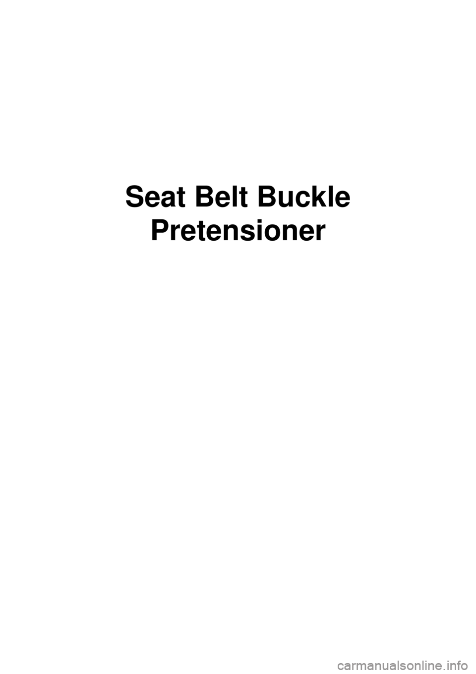KIA CARNIVAL 2007  Workshop Manual Seat Belt Buckle Pretensioner  