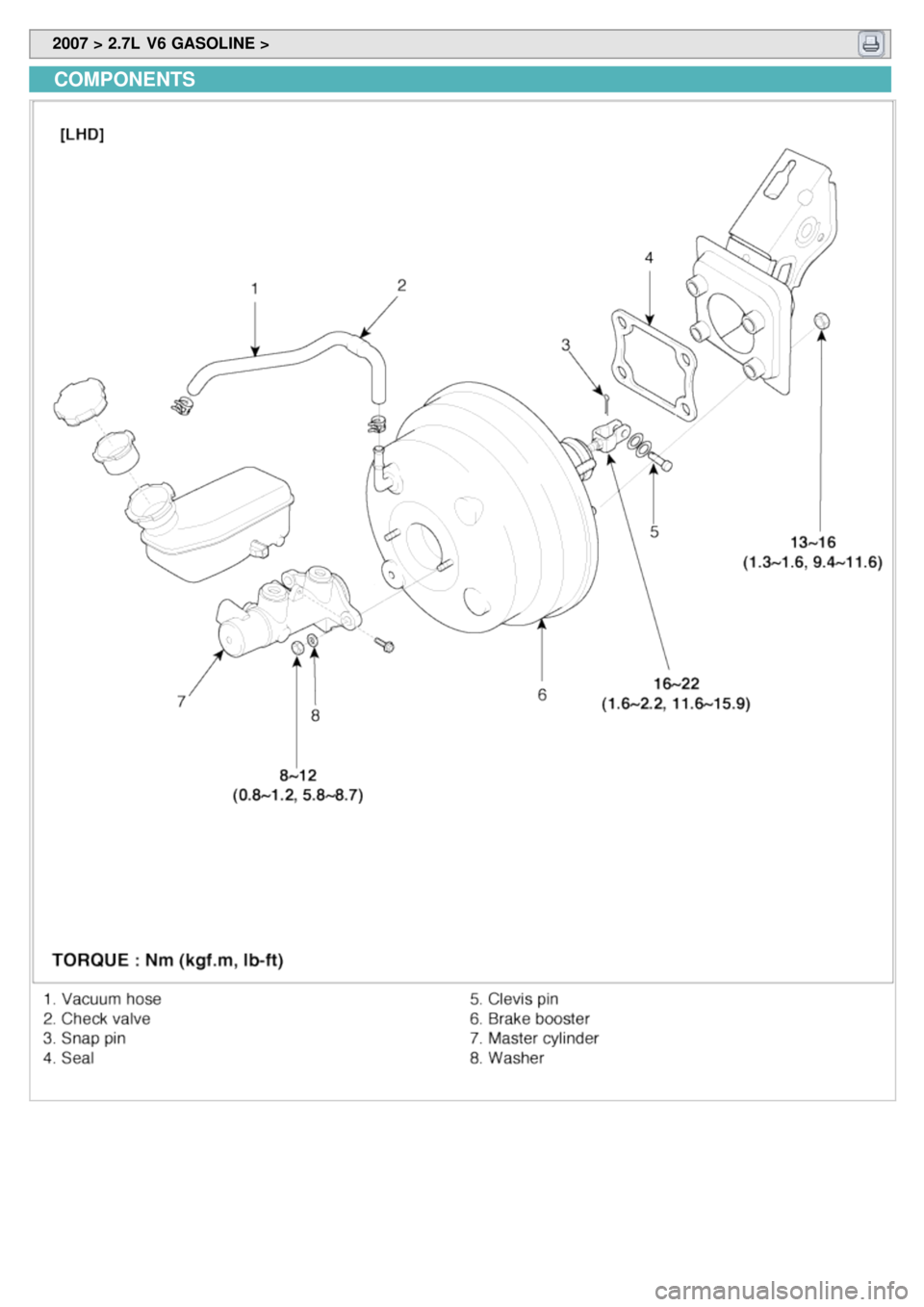 KIA CARNIVAL 2007  Workshop Manual  2007 > 2.7L  V6 GASOLINE > 
COMPONENTS 
