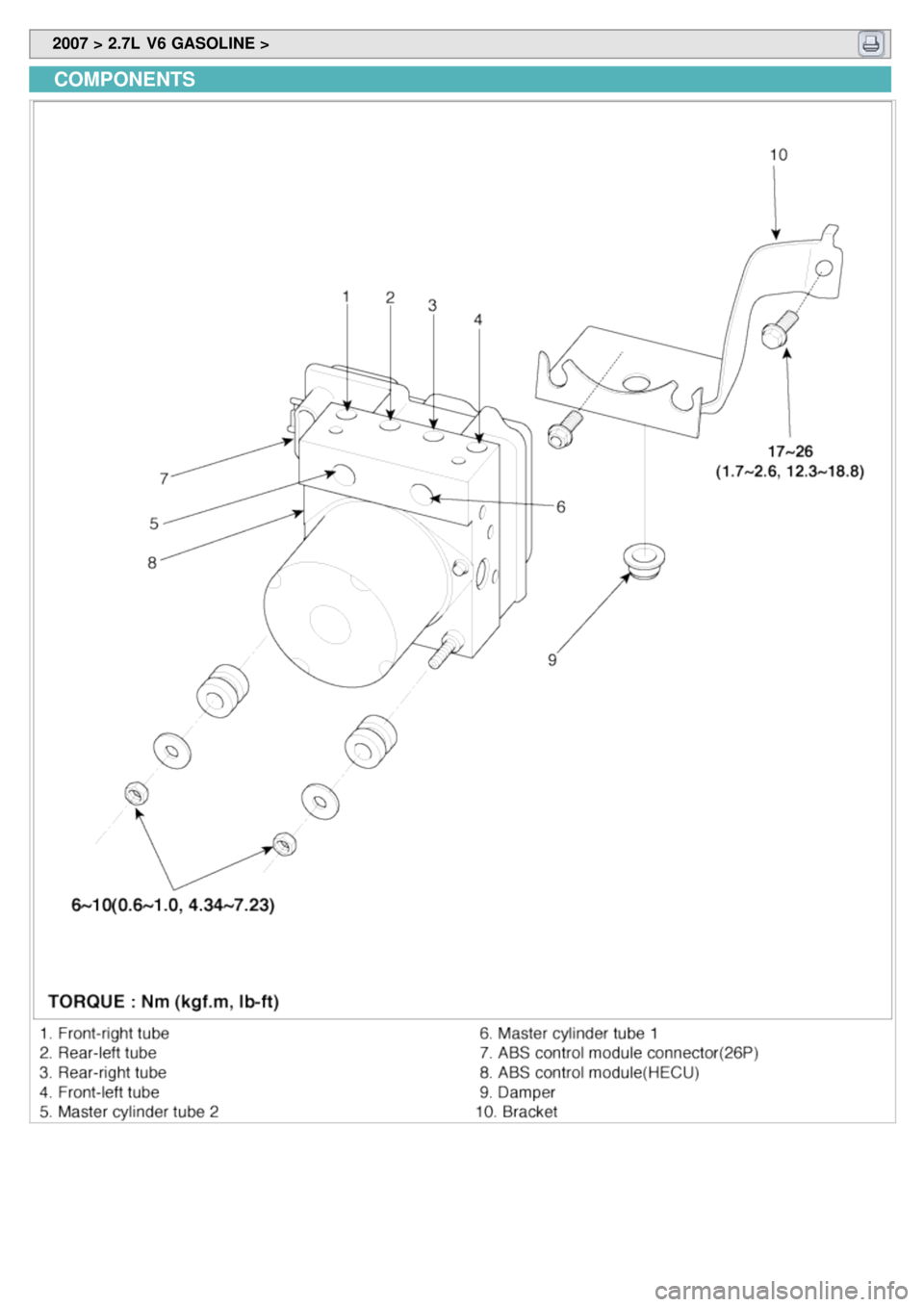 KIA CARNIVAL 2007 Workshop Manual 2007 > 2.7L V6 GASOLINE >
COMPONENTS KIA CARNIVAL 2007 Workshop Manual 2007 > 2.7L V6 GASOLINE >
COMPONENTS