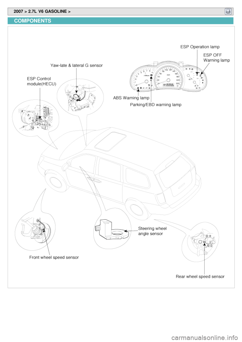 KIA CARNIVAL 2007  Workshop Manual  2007 > 2.7L  V6 GASOLINE > 
COMPONENTS 
