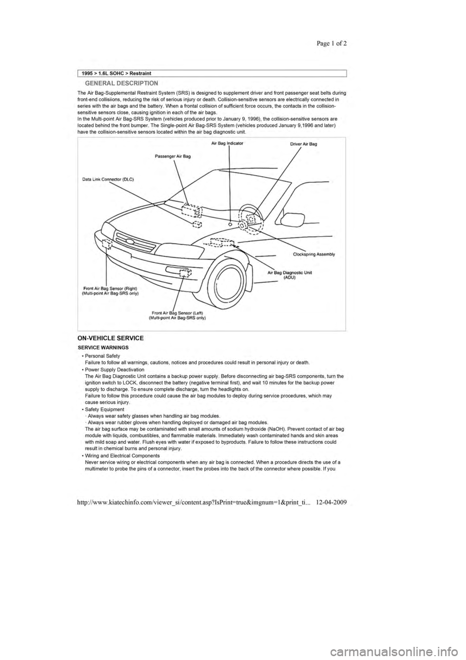 KIA SEPHIA 1996 Workshop Manual KIA SEPHIA 1996 Workshop Manual