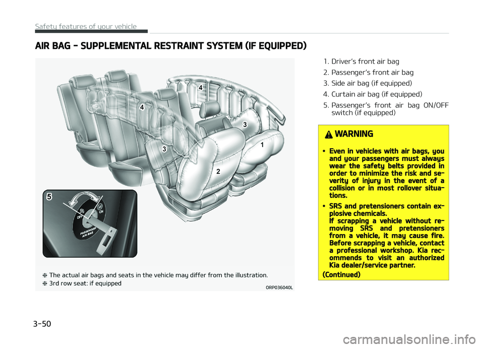 KIA CARENS 2018 Repair Manual AIR BAG - SUPPLEMENTAL RESTRAINT SYSTEM (IF EQUIPPED)
1. DrivürL