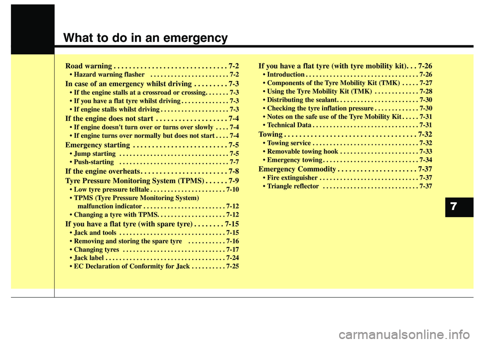 KIA CARENS RHD 2018 Owners Manual What to do in an emergency
Road warning . . . . . . . . . . . . . . . . . . . . . . . . . . . . . . 7-2• Hazard warning flasher . . . . . . . . . . . . . . . . . . . . . . . 7-2
In case of an emer KIA CARENS RHD 2018 Owners Manual What to do in an emergency
Road warning . . . . . . . . . . . . . . . . . . . . . . . . . . . . . . 7-2• Hazard warning flasher . . . . . . . . . . . . . . . . . . . . . . . 7-2
In case of an emer