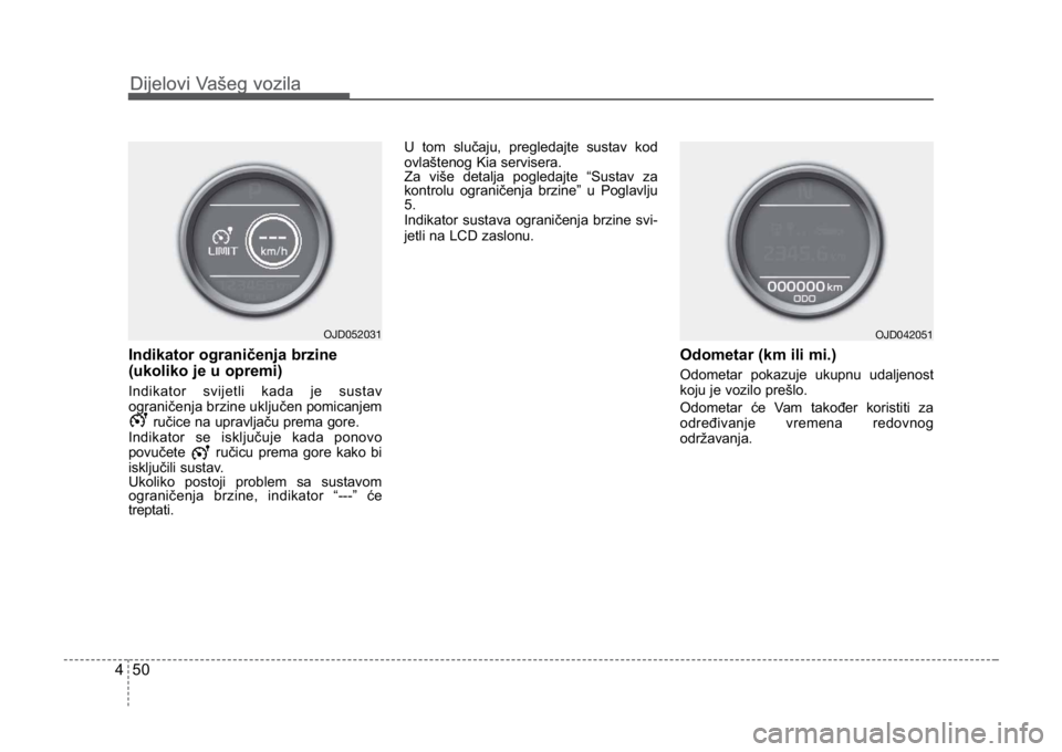 KIA CEED SPORTWAGON 2014 Owners Manual Dijelovi Vašeg vozila
504
Dijelovi Vašeg vozila
Indikator ograničenja brzine
(ukoliko je u opremi)
Indikator svijetli kada je sustav
ograničenja brzine uključenpomicanjem
ručice na upravljaču KIA CEED SPORTWAGON 2014 Owners Manual Dijelovi Vašeg vozila
504
Dijelovi Vašeg vozila
Indikator ograničenja brzine
(ukoliko je u opremi)
Indikator svijetli kada je sustav
ograničenja brzine uključenpomicanjem
ručice na upravljaču