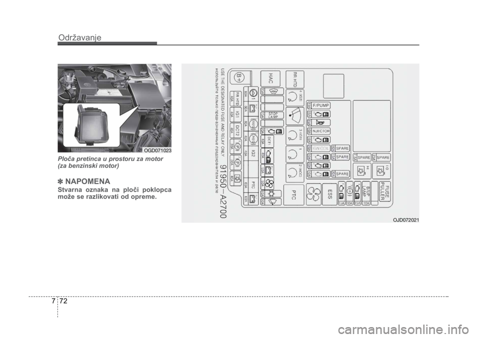 KIA CEED SPORTWAGON 2014 Owners Manual Održavanje
727
Ploča pretinca u prostoru za motor
(za benzinski motor)
✽NAPOMENA
Stvarna oznaka na ploči poklopca
može se razlikovati od opreme.
OGD071023
OJD072021
SPORTSWAGON JD HR 07_LM(FL). KIA CEED SPORTWAGON 2014 Owners Manual Održavanje
727
Ploča pretinca u prostoru za motor
(za benzinski motor)
✽NAPOMENA
Stvarna oznaka na ploči poklopca
može se razlikovati od opreme.
OGD071023
OJD072021
SPORTSWAGON JD HR 07_LM(FL).