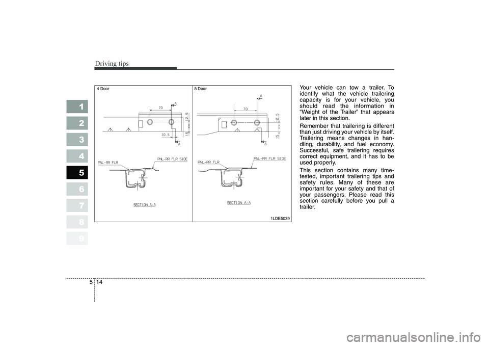 KIA CERATO 2004  Owners Manual Driving tips
14
5
Your vehicle can tow a trailer. To 
identify what the vehicle trailering
capacity is for your vehicle, you
should read the information in
“Weight of the Trailer” that appearslate