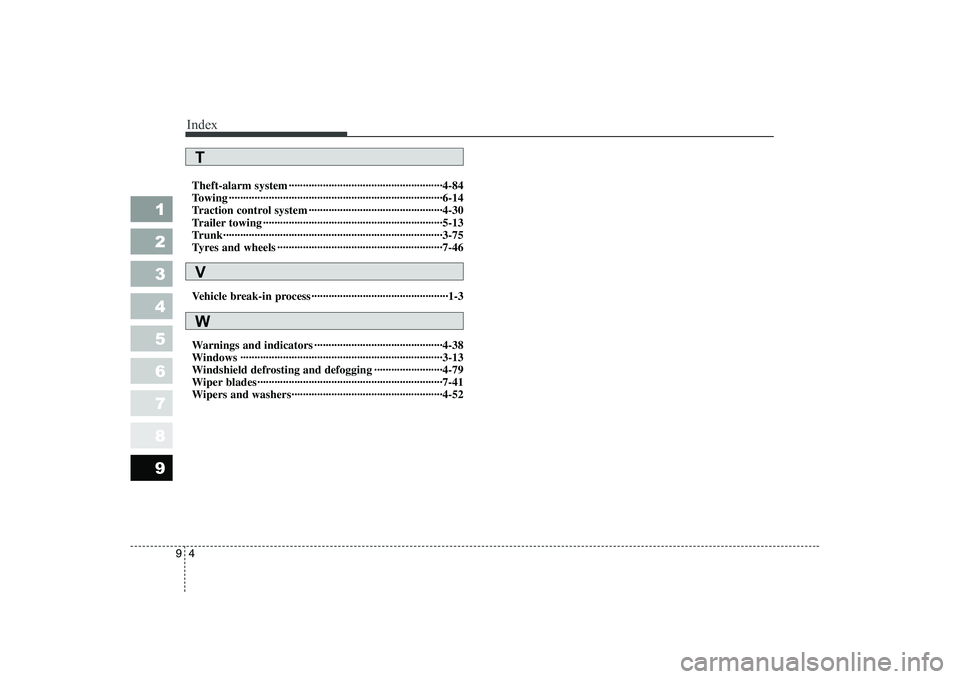 KIA CERATO 2005  Owners Manual Index
4
9
1 23456789
Theft-alarm system ······················································4-84 
Towing ···················�