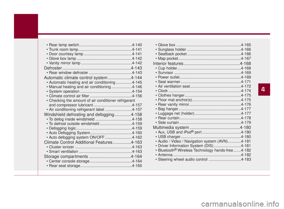 KIA K900 2018 Manual Online Features of your vehicle
4
.............................................4-141
...................................................4-142
...............................................4-142
Defrost KIA K900 2018 Manual Online Features of your vehicle
4
.............................................4-141
...................................................4-142
...............................................4-142
Defrost