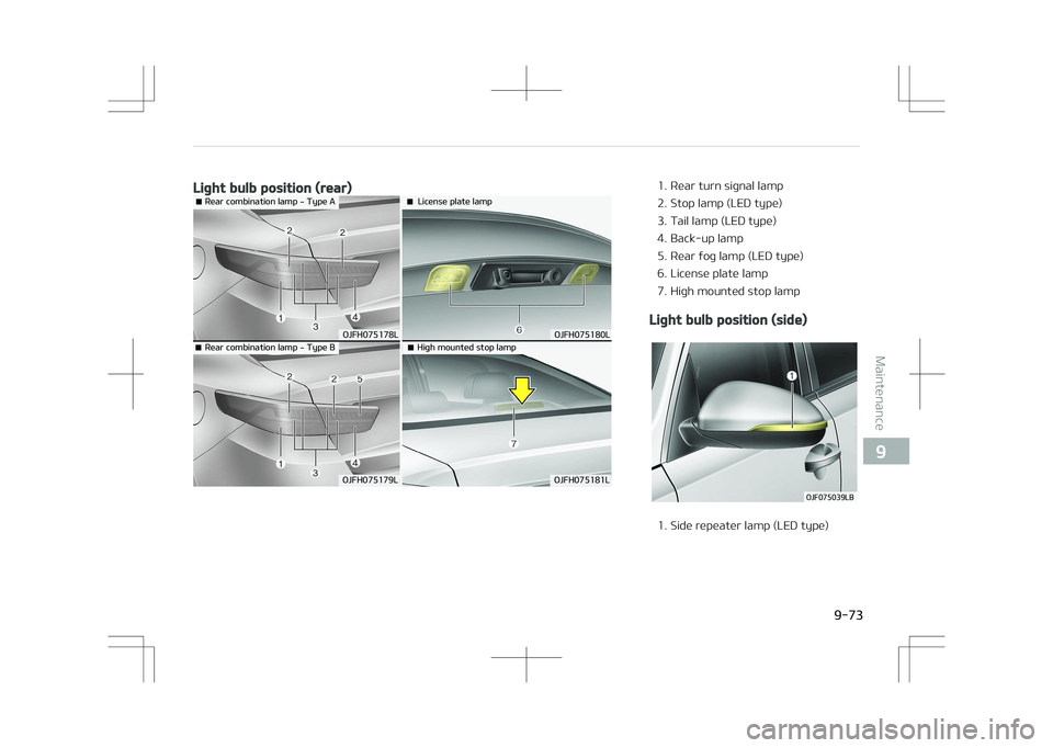 KIA OPTIMA PLUG-IN HYBRID 2017  Owners Manual Light bulb position (rear)�3�F�B�S��D�P�N�C�J�O�B�U�J�P�O��M�B�N�Q����5�Z�Q�F��"
�0�+��)�������-
�3�F�B�S��D�P�N�C�J�O�B�U�J�P�O��M�B�N�Q����5�Z�Q�F��#
�0�+��)�������-
�-�J�D