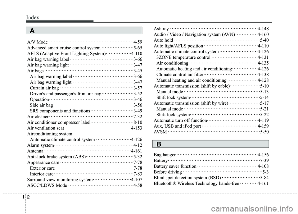 KIA QUORIS 2015  Owners Manual Index
2
I
A/V Mode 