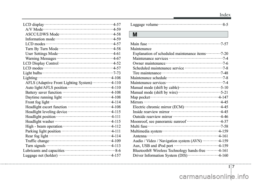 KIA QUORIS 2015  Owners Manual I7
Index
LCD display
