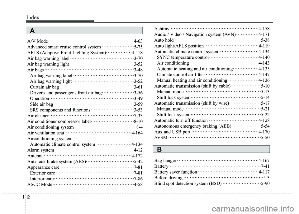 KIA QUORIS 2016  Owners Manual Index
2
I
A/V Mode 