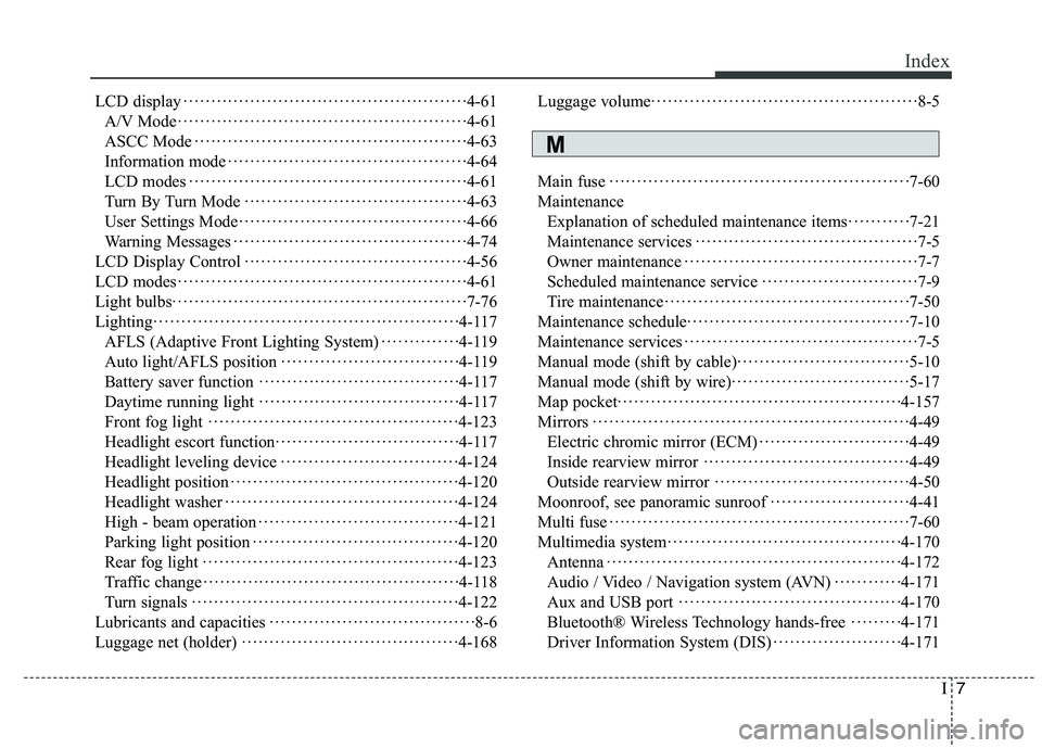 KIA QUORIS 2016  Owners Manual I7
Index
LCD display
