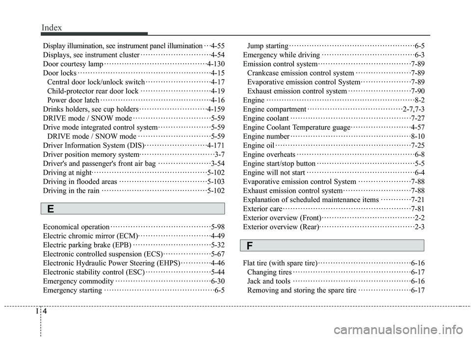 KIA QUORIS 2017 Workshop Manual Index
4
I
Display illumination, see instrument panel illumination KIA QUORIS 2017 Workshop Manual Index
4
I
Display illumination, see instrument panel illumination