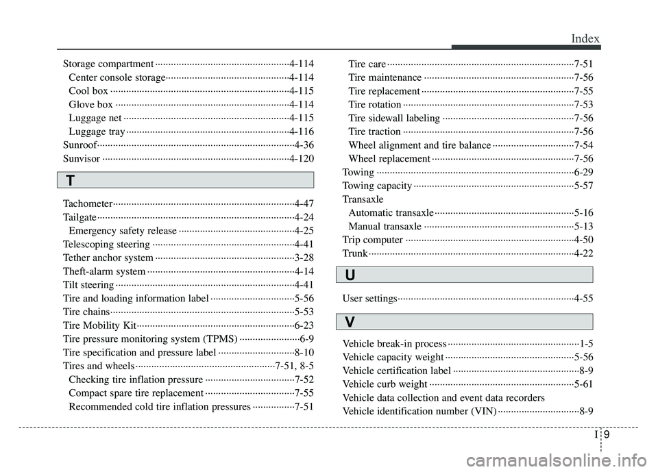 KIA RIO HATCHBACK 2017 Owners Manual I9
Index
Storage compartment ··················\
··················\
···············4-114Center console storage·············\
····· KIA RIO HATCHBACK 2017 Owners Manual I9
Index
Storage compartment ··················\
··················\
···············4-114Center console storage·············\
·····