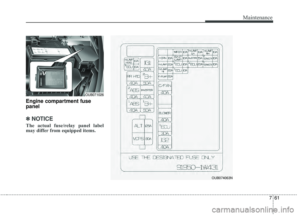 KIA RIO HATCHBACK 2015 Owners Manual 761
Maintenance
Engine compartment fuse
panel
✽ ✽NOTICE
The actual fuse/relay panel label
may differ from equipped items.
OUB074063N
OUB071026 KIA RIO HATCHBACK 2015 Owners Manual 761
Maintenance
Engine compartment fuse
panel
✽ ✽NOTICE
The actual fuse/relay panel label
may differ from equipped items.
OUB074063N
OUB071026