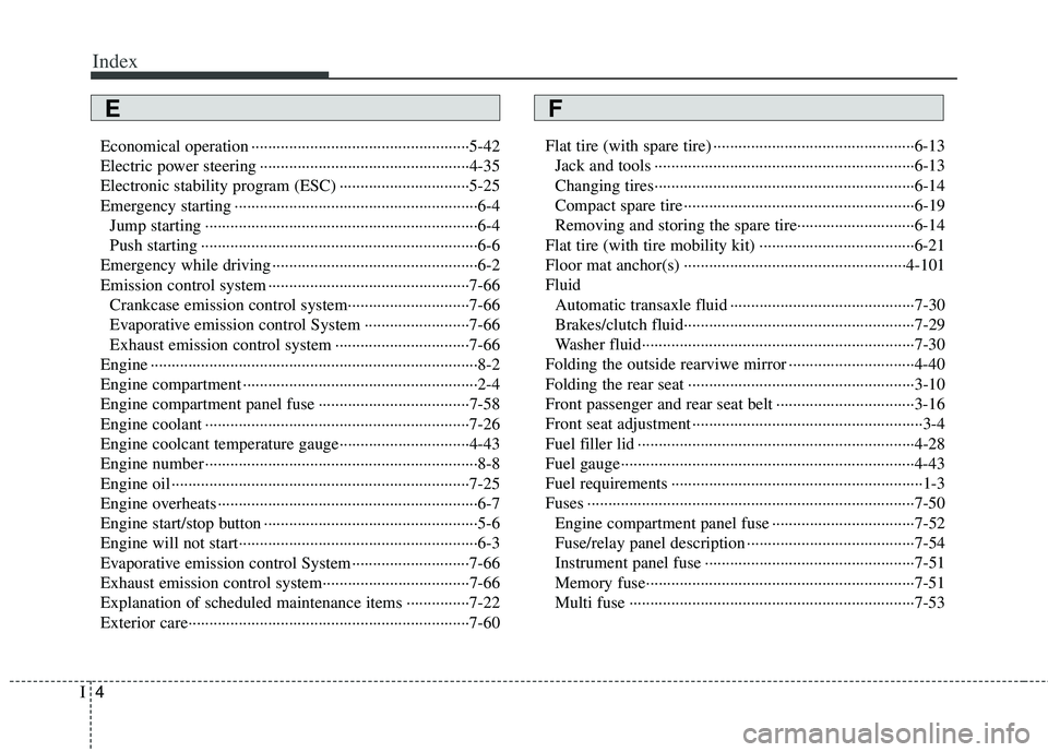 KIA RIO HATCHBACK 2013  Owners Manual Index
4I
Economical operation ··················\
··················\
················5-42
Electric power steering ················�