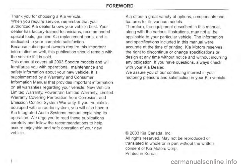 KIA SPECTRA5 2004  Owners Manual 