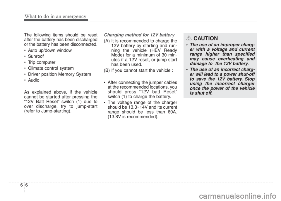 KIA NIRO HYBRID EV 2020 Owners Manual What to do in an emergency
66
The following items should be reset
after the battery has been discharged
or the battery has been disconnected.
Auto up/down window
Sunroof
Trip computer
Climate cont KIA NIRO HYBRID EV 2020 Owners Manual What to do in an emergency
66
The following items should be reset
after the battery has been discharged
or the battery has been disconnected.
Auto up/down window
Sunroof
Trip computer
Climate cont