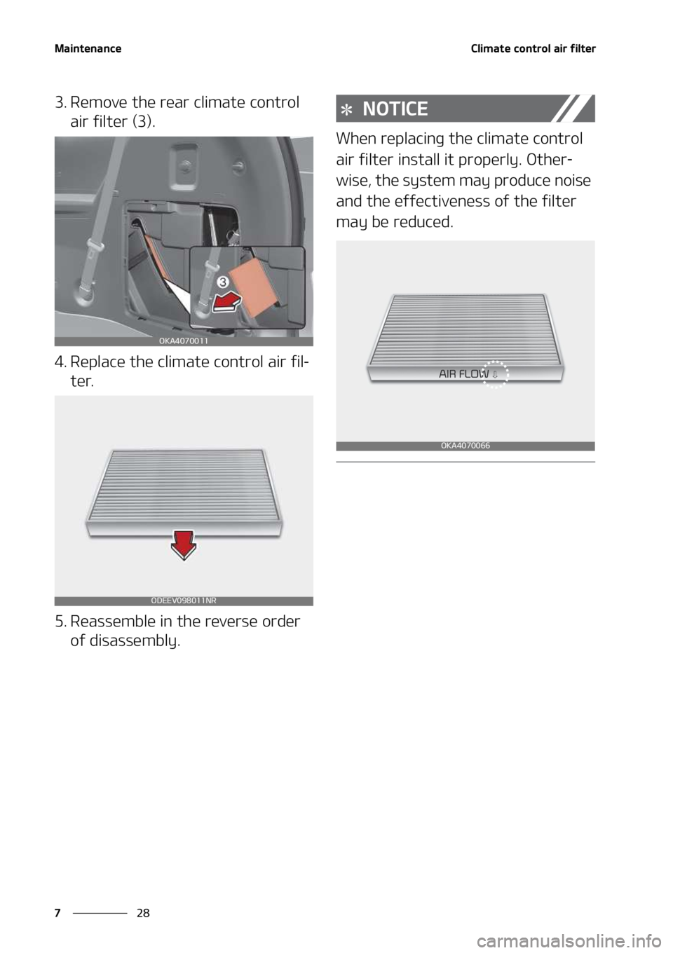 KIA SEDONA 2022  Owners Manual �.�B�J�O�U�F�O�B�O�D�F
��
�
�$�M�J�N�B�U�F��D�P�O�U�S�P�M��B�J�S��G�J�M�U�F�S
�� �3�F�N�P�W�F��U�I�F��S�F�B�S��D�M�J�N�B�U�F��D�P�O�U�S�P�M�
�B�J�S��G�J�M�U�F�S��	��
�
�� �3�F�Q�M�B