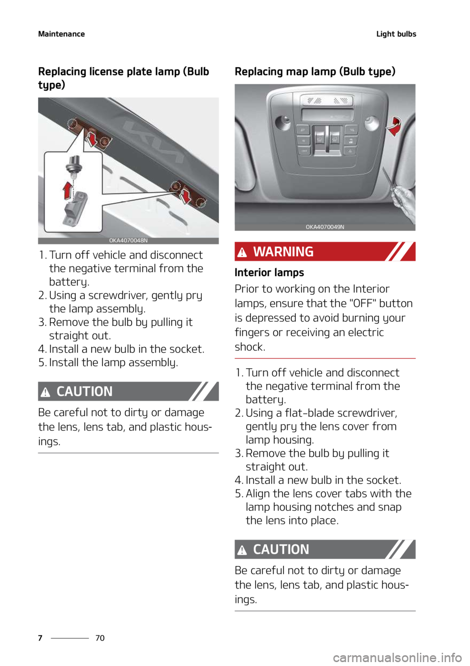 KIA SEDONA 2022  Owners Manual �.�B�J�O�U�F�O�B�O�D�F
��
�
�-�J�H�I�U��C�V�M�C�T
�3�F�Q�M�B�D�J�O�H��M�J�D�F�O�T�F� �Q�M�B�U�F��M�B�N�Q��	�#�V�M�C�
�U�Z�Q�F�

�� �5�V�S�O��P�G�G��W�F�I�J�D�M�F��B�O�E��E�J�T�D�P�O�O�F