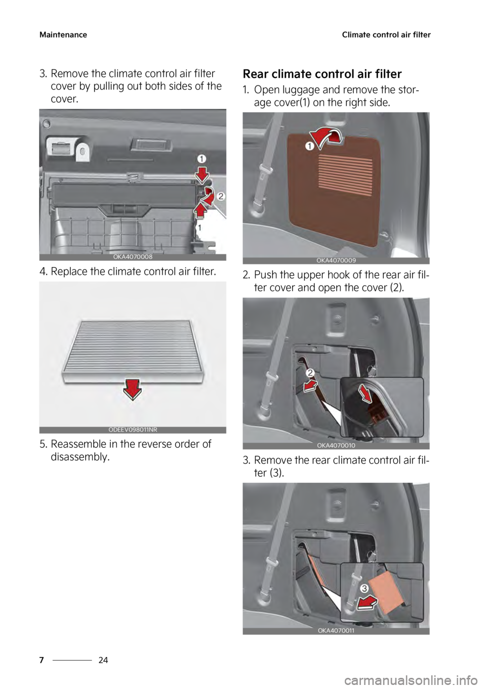 KIA SEDONA 2023  Owners Manual �.�B�J�O�U�F�O�B�O�D�F
��
�
�$�M�J�N�B�U�F��D�P�O�U�S�P�M��B�J�S��G�J�M�U�F�S
�� �3�F�N�P�W�F��U�I�F��D�M�J�N�B�U�F��D�P�O�U�S�P�M��B�J�S��G�J�M�U�F�S�
�D�P�W�F�S��C�Z��Q�V�M�M�J�O�H�