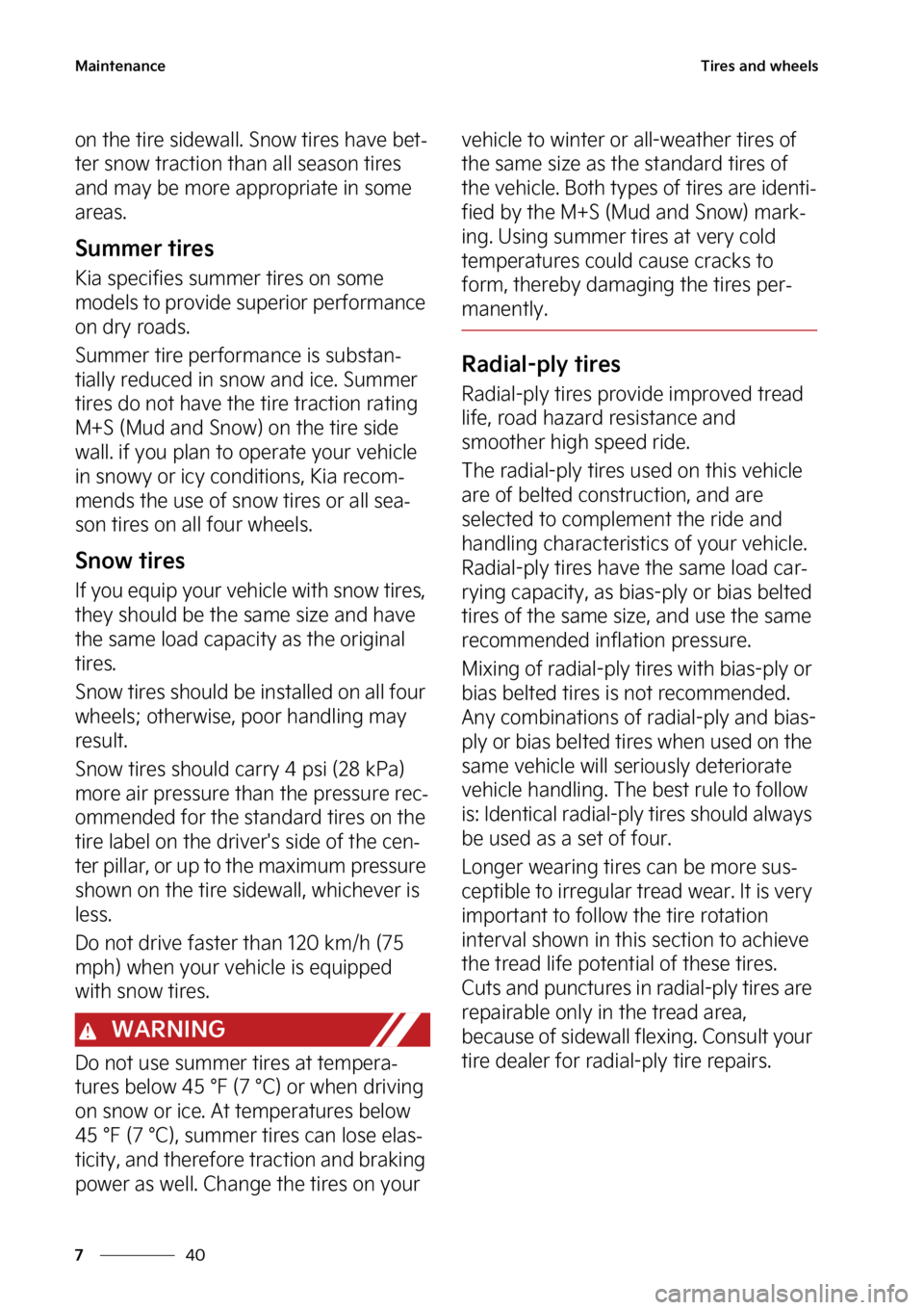 KIA SEDONA 2023  Owners Manual �.�B�J�O�U�F�O�B�O�D�F
��
�
�5�J�S�F�T��B�O�E��X�I�F�F�M�T
�P�O��U�I�F��U�J�S�F��T�J�E�F�X�B�M�M���4�O�P�X��U�J�S�F�T��I�B�W�F��C�F�U-
�U�F�S��T�O�P�X��U�S�B�D�U�J�P�O��U�I�B�O��B�M�M