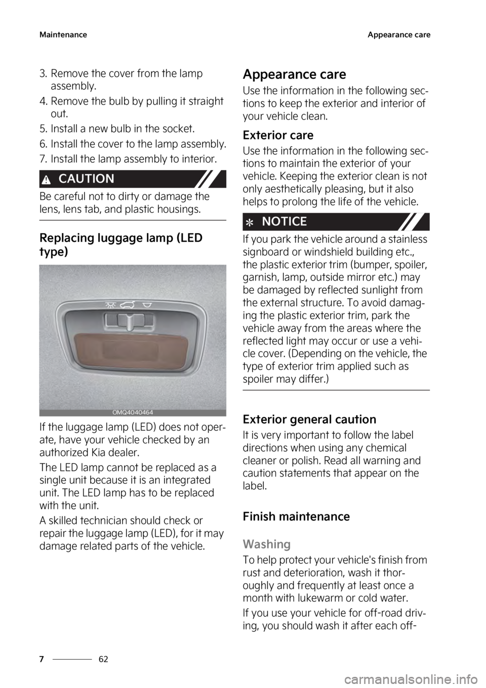 KIA SEDONA 2023  Owners Manual �.�B�J�O�U�F�O�B�O�D�F
��
�
�"�Q�Q�F�B�S�B�O�D�F��D�B�S�F
�� �3�F�N�P�W�F��U�I�F��D�P�W�F�S��G�S�P�N��U�I�F��M�B�N�Q�
�B�T�T�F�N�C�M�Z�
�� �3�F�N�P�W�F��U�I�F��C�V�M�C��C�Z� �Q�V�M�