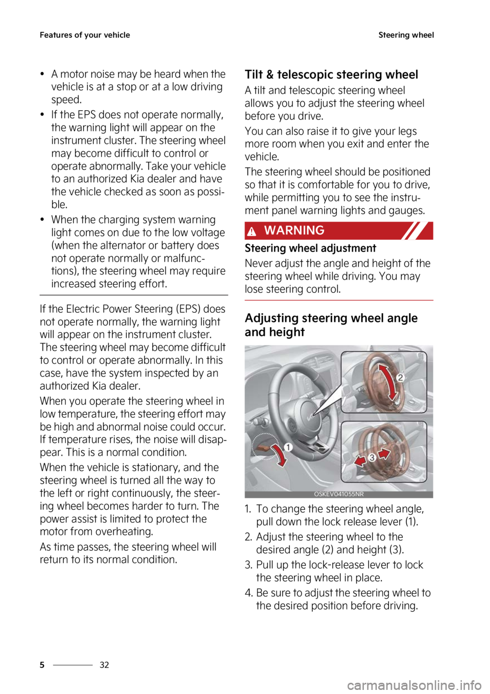 KIA SOUL EV 2023  Owners Manual ��F�B�U�V�S�F�T��P�G��Z�P�V�S��W�F�I�J�D�M�F
��
�
�4�U�F�F�S�J�O�H��X�I�F�F�M
