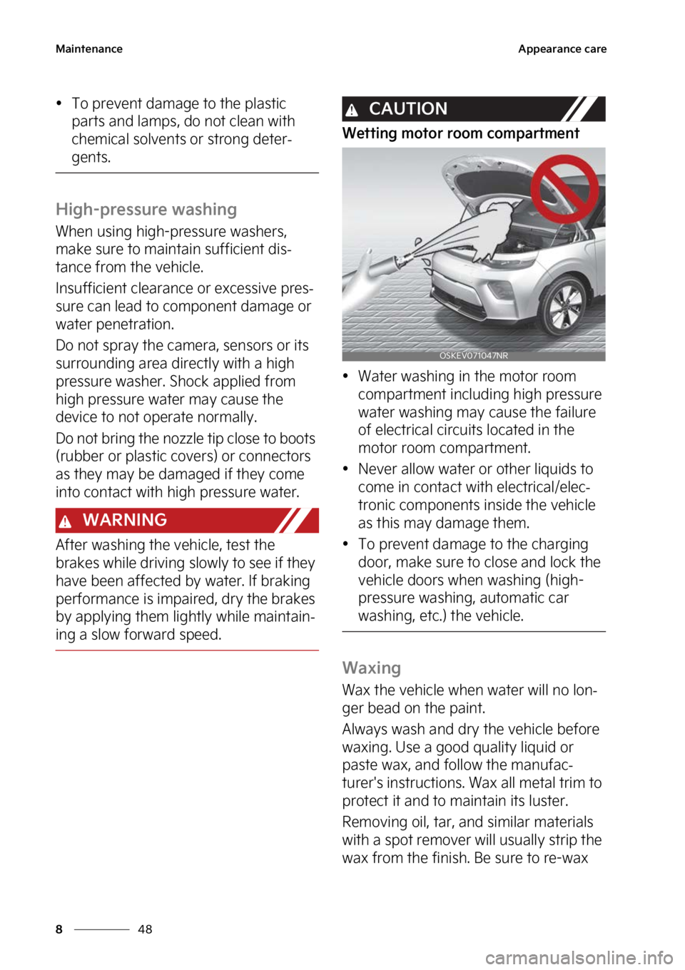 KIA SOUL EV 2023  Owners Manual �.�B�J�O�U�F�O�B�O�D�F
��
�
�"�Q�Q�F�B�S�B�O�D�F��D�B�S�F
