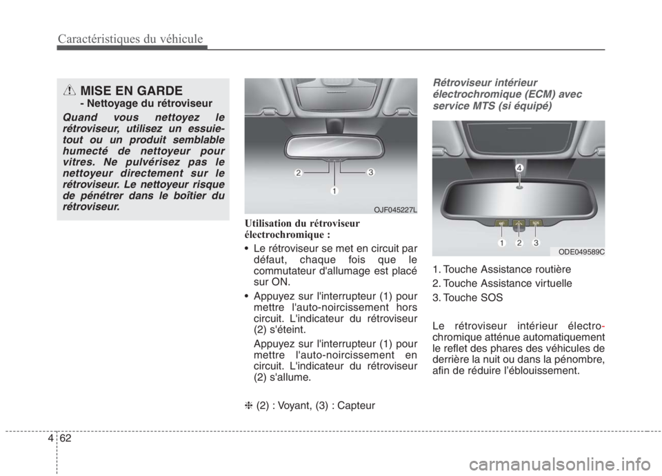 KIA NIRO 2020 Manuel du propriétaire (in French) 62
4
Caractéristiques du véhicule
Utilisation du rétroviseur
électrochromique :
Le rétroviseur se met en circuit par
défaut, chaque fois que le
commutateur dallumage est placésur ON.
Appu KIA NIRO 2020 Manuel du propriétaire (in French) 62
4
Caractéristiques du véhicule
Utilisation du rétroviseur
électrochromique :
Le rétroviseur se met en circuit par
défaut, chaque fois que le
commutateur dallumage est placésur ON.
Appu