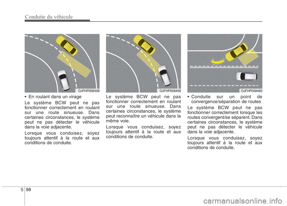 KIA NIRO 2020 Manuel du propriétaire (in French) Conduite du véhicule
98
5
En roulant dans un virage Le système BCW peut ne pas
fonctionner correctement en roulant
sur une route sinueuse. Dans
certaines circonstances, le systèmepeut ne pas dét KIA NIRO 2020 Manuel du propriétaire (in French) Conduite du véhicule
98
5
En roulant dans un virage Le système BCW peut ne pas
fonctionner correctement en roulant
sur une route sinueuse. Dans
certaines circonstances, le systèmepeut ne pas dét