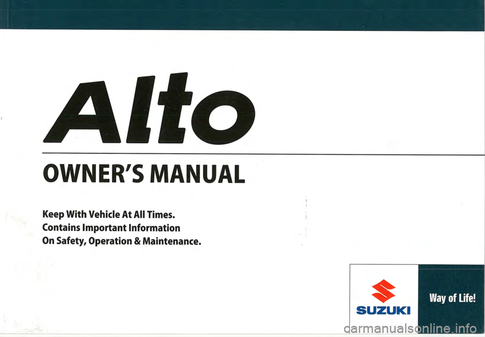 SUZUKI ALTO 2011  Owners Manual 