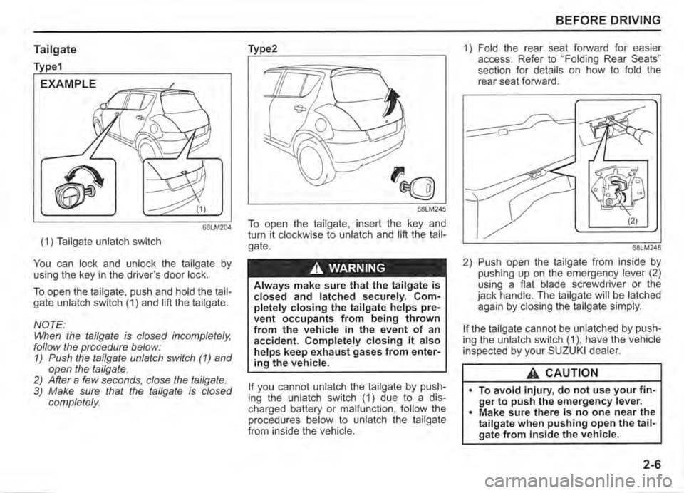 SUZUKI SWIFT 2016 Owners Manual 