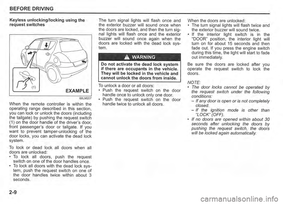 SUZUKI SWIFT 2016 Owners Manual 