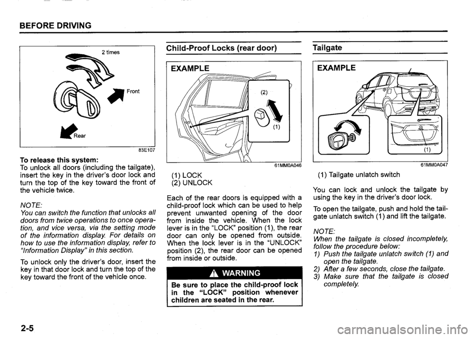 SUZUKI SX4 2014 Owners Manual SUZUKI SX4 2014 Owners Manual