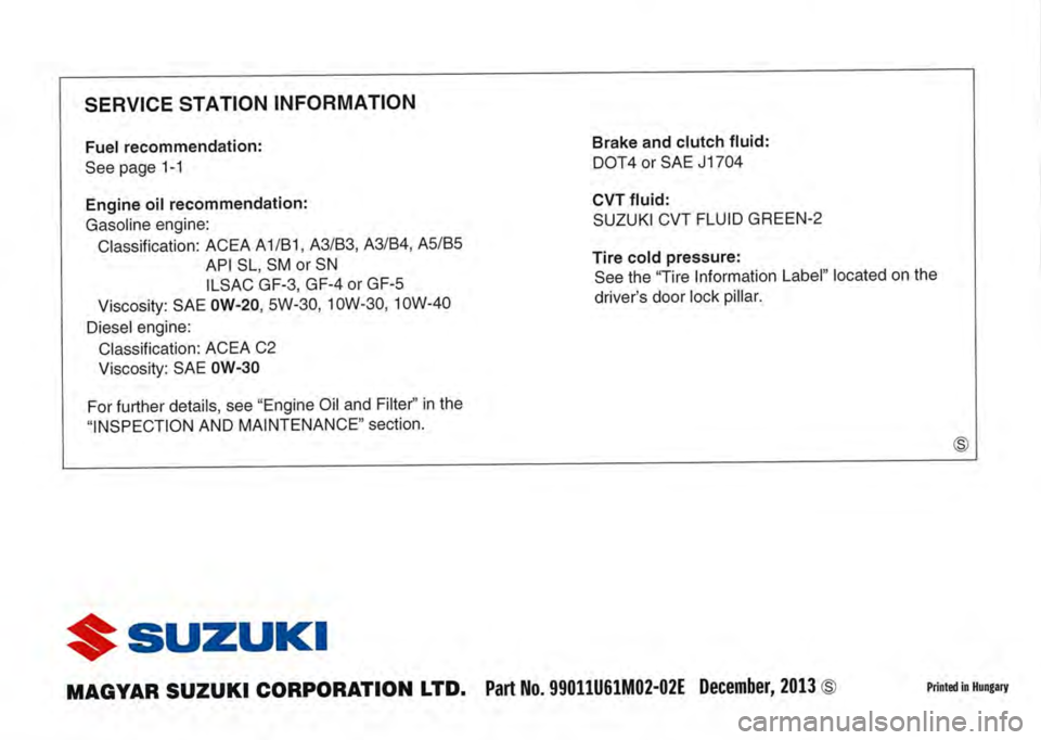 SUZUKI SX4 2022 Owners Manual SUZUKI SX4 2022 Owners Manual