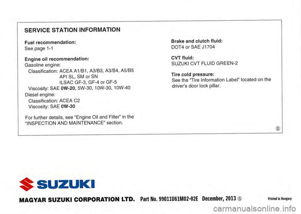 SUZUKI SX4 2017  Owners Manual 