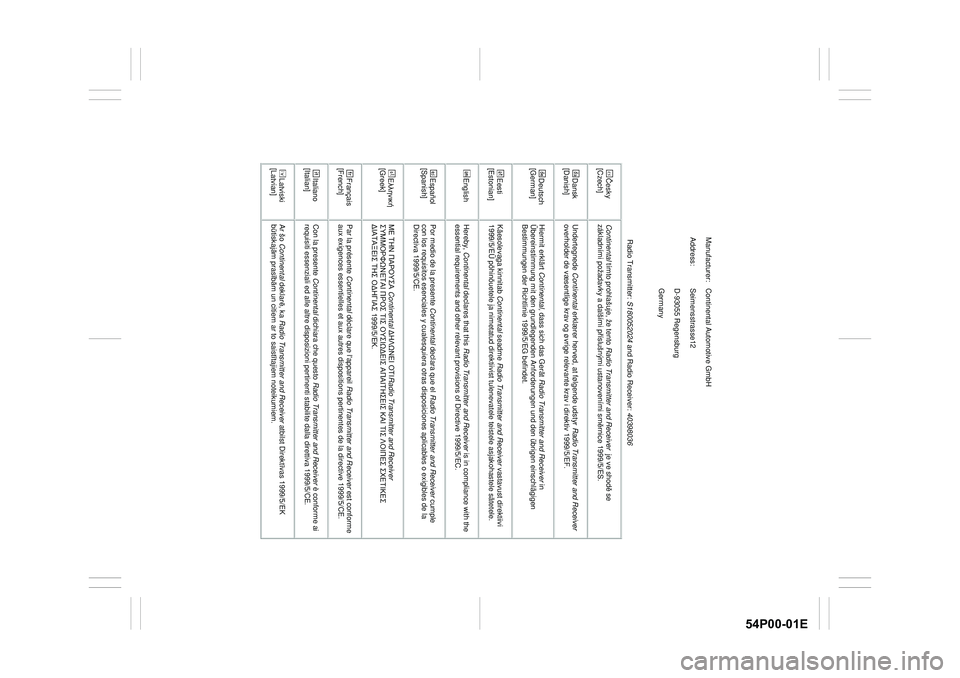 SUZUKI GRAND VITARA 2022  Owners Manual 54P00-01E
Manufacturer:   Continental Automotive GmbH 
Address:           Seimensstrasse12 
D-93055 Regensburg 
Germany 
 
 Radio Transmitter: S180052024 and Radio Receiver: 40398036 
esky 
[Czech]
 