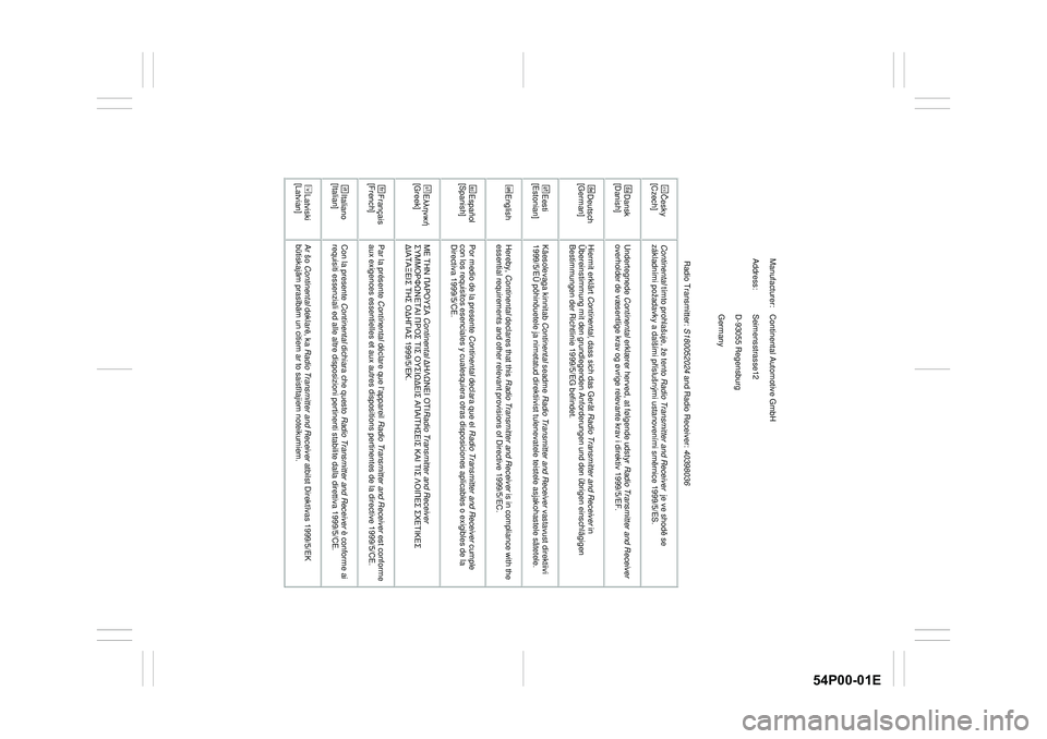 SUZUKI GRAND VITARA 2022  Owners Manual 54P00-01E
Manufacturer:   Continental Automotive GmbH 
Address:           Seimensstrasse12 
D-93055 Regensburg 
Germany 
 
 Radio Transmitter: S180052024 and Radio Receiver: 40398036 
esky 
[Czech]
 